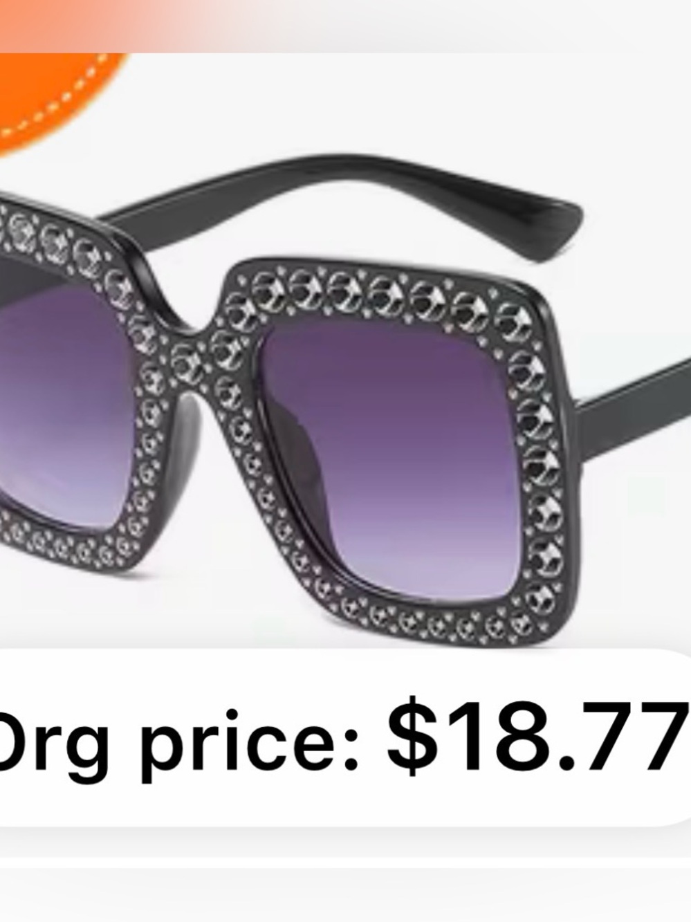 FLAWLESS EYEWEAR Oversized Square Frame Crystal Bling Rhinestone Sunglasses - Picture 9 of 9